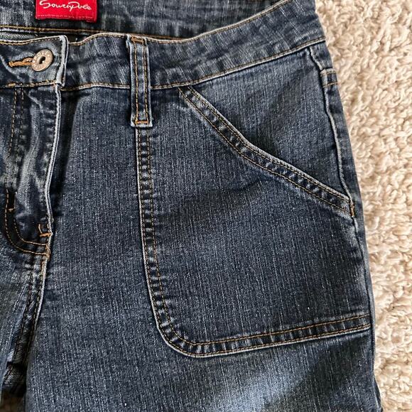 Southpole Womens Flare Jeans‎ Cargo Pockets Denim Stretch Dark Wash Blue Size 7 - Picture 6 of 16